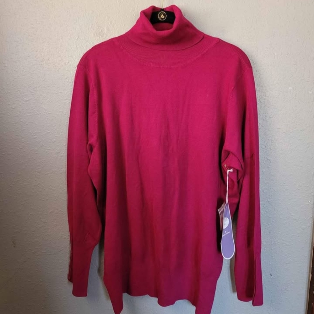 NWT DG2 Diane Gilman Red Turtleneck Sweater Women's Plus Size 1X